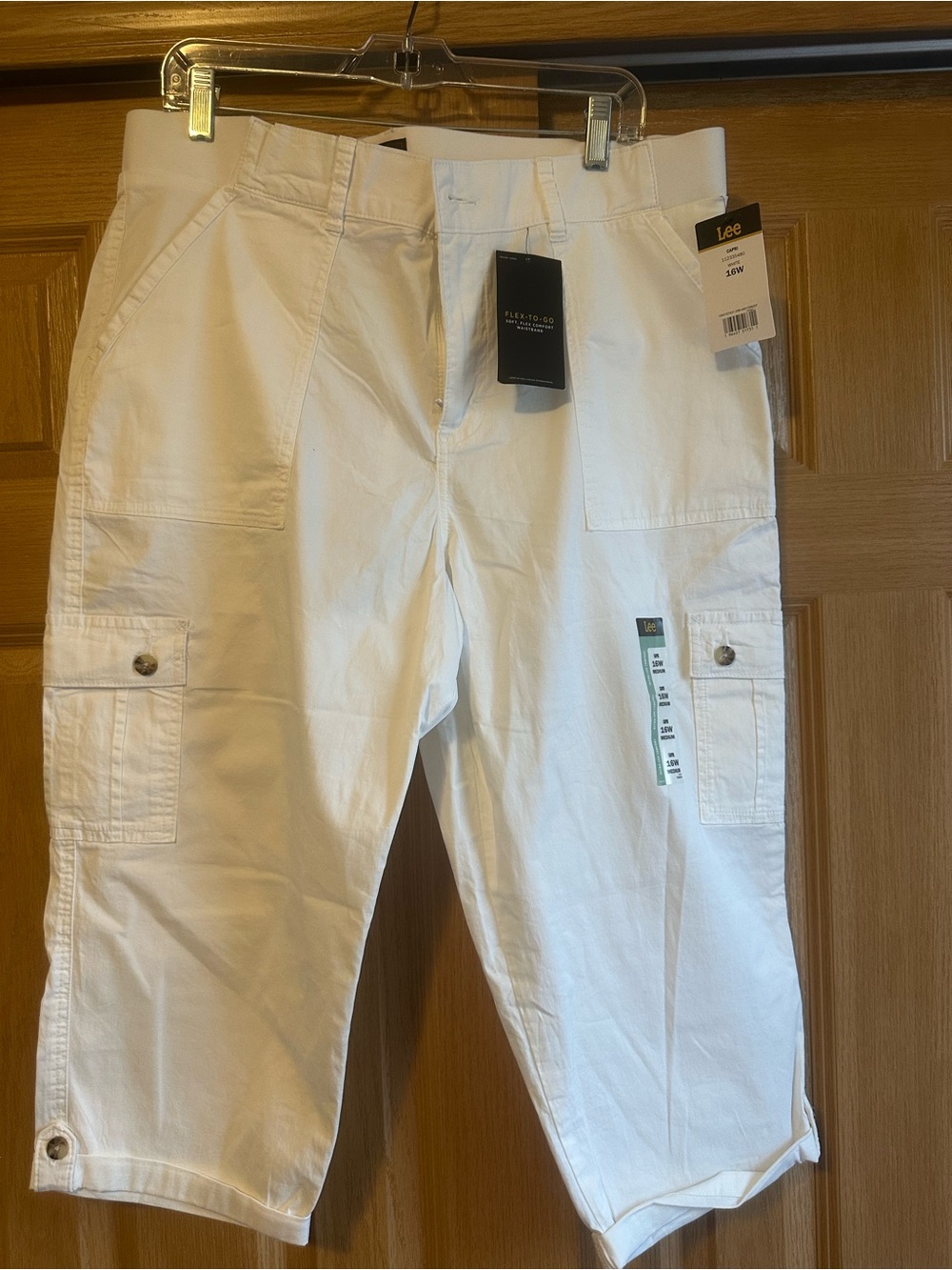 Lee Women's White Cargo Capri Pants with Utility Pockets